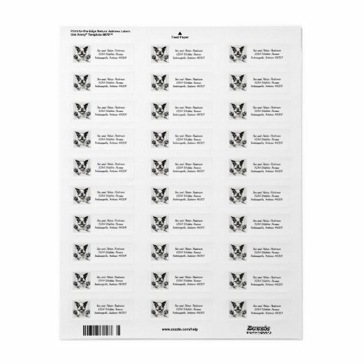 Happy Boston Terrier Return Address Label (Vorne)