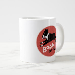 Happy Boston Terrier Running   Niedlicher Cartoon  Jumbo-Tasse
