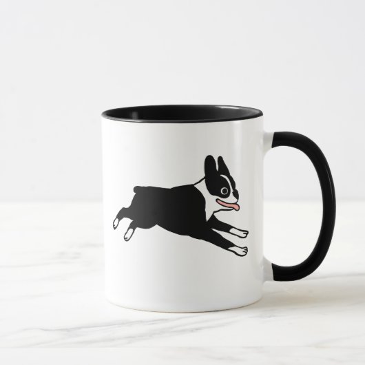 Happy Boston Terrier Running | Niedlicher Cartoon  Tasse (Rechts)
