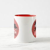 Happy Boston Terrier Running | Niedlicher Cartoon Zweifarbige Tasse (Mittel)