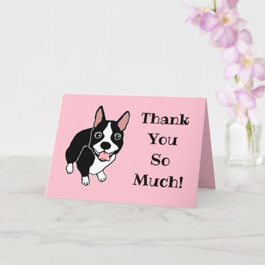 Happy Boston Terrier Vielen Dank Karte (Orchidee)