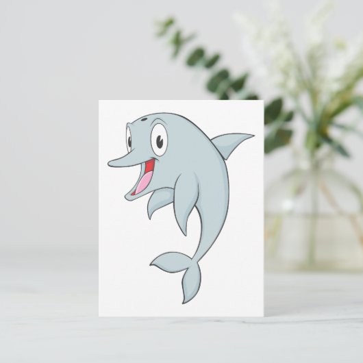 Happy Bottlenose Dolphin Postkarte (Stehend Vorderseite)