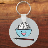 Happy Bowl of white rice chopsticks carbid Schlüsselanhänger (Vorderseite)