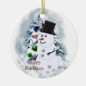 Happy Bowlidays Snowman Keramikornament (Vorne)
