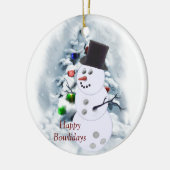 Happy Bowlidays Snowman Keramikornament (Links)