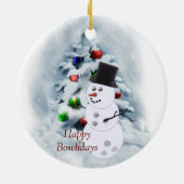 Happy Bowlidays Snowman Keramikornament (Hinten)
