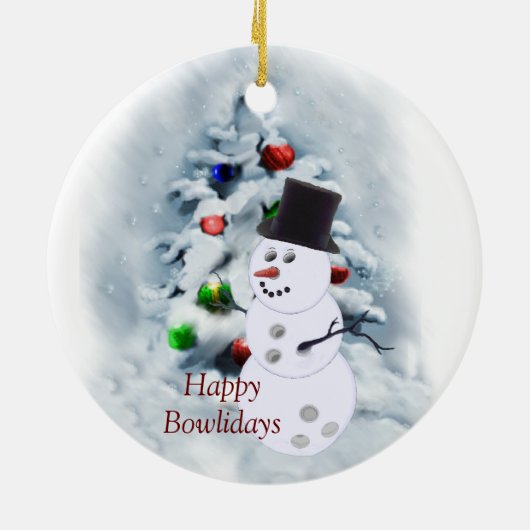 Happy Bowlidays Snowman Keramikornament (Hinten)