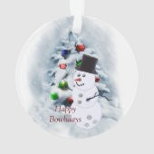 Happy Bowlidays Snowman Ornament (Rückseite)