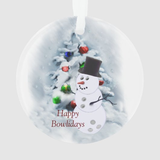 Happy Bowlidays Snowman Ornament (Rückseite)