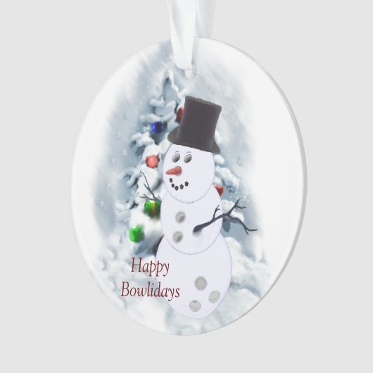 Happy Bowlidays Snowman Ornament (Vorderseite)