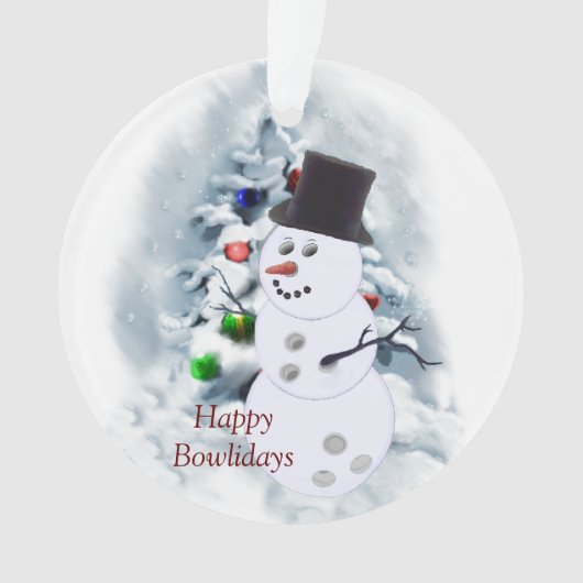 Happy Bowlidays Snowman Ornament (Vorderseite)