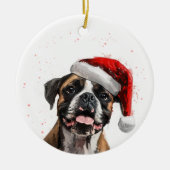 Happy Boxer Dog Christmas Personalized Keramik Ornament (Vorne)