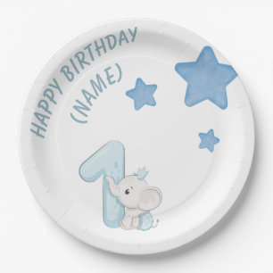 Happy Boy 1. Geburtstag (individueller Text & Name Pappteller
