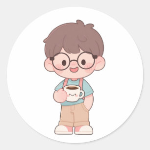 👦 Happy Boy Runder Aufkleber