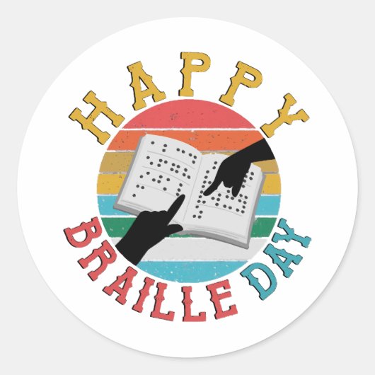 Happy Braille Day Runder Aufkleber (Vorderseite)
