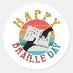 Happy Braille Day Runder Aufkleber