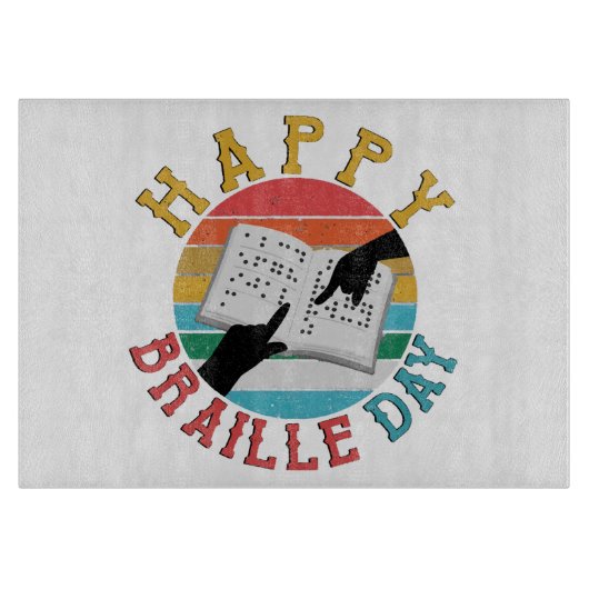 Happy Braille Day Schneidebrett (Vorderseite)