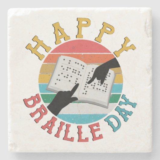 Happy Braille Day Steinuntersetzer (Vorderseite)