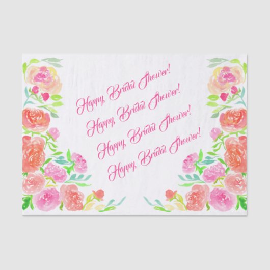 Happy Brautparty Watercolor Rose Seidenpapier (Vorderseite)