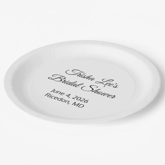 Happy Brautparty White Pappteller (Schrägansicht)