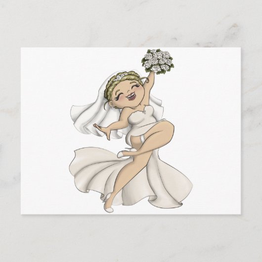 Happy Bride 02 Einladungspostkarte (Vorderseite)