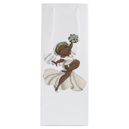 Happy Bride 02 Geschenktüte Für Weinflaschen (Vorderseite)