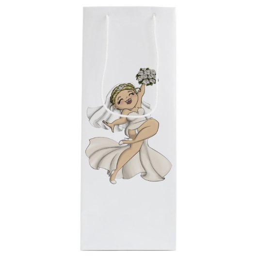 Happy Bride 02 Geschenktüte Für Weinflaschen (Vorderseite)