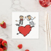 Happy Bride Groom High Five Heart Serviette (Beispiel)