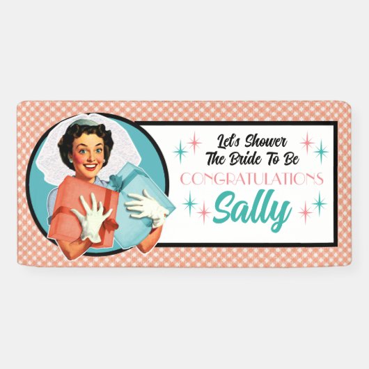 Happy Bride Retro Brautparty Party Banner (Horizontal)