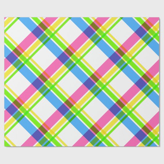 Happy & Bright Kariert Wrapping Paper Geschenkpapier (Flach)