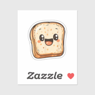 Happy Broad Slice Cartoon lächelnd Toast Aufkleber