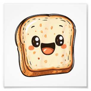 Happy Broad Slice Cartoon lächelnd Toast Fotodruck