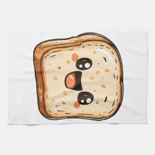Happy Broad Slice Cartoon lächelnd Toast Geschirrtuch
