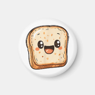 Happy Broad Slice Cartoon lächelnd Toast Magnet