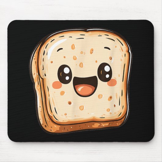 Happy Broad Slice Cartoon lächelnd Toast Mousepad (Vorne)