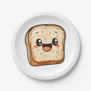 Happy Broad Slice Cartoon lächelnd Toast Pappteller