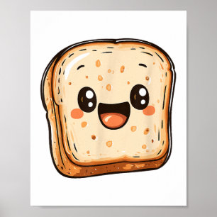 Happy Broad Slice Cartoon lächelnd Toast Poster