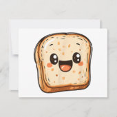 Happy Broad Slice Cartoon lächelnd Toast Save The Date (Vorderseite)