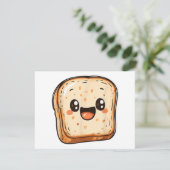 Happy Broad Slice Cartoon lächelnd Toast Save The Date (Stehend Vorderseite)