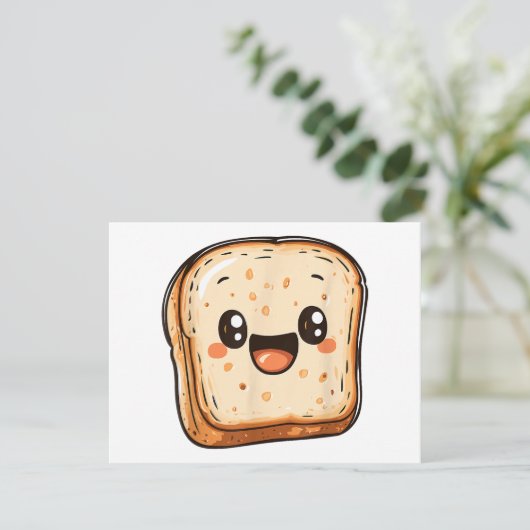 Happy Broad Slice Cartoon lächelnd Toast Save The Date (Stehend Vorderseite)