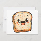 Happy Broad Slice Cartoon lächelnd Toast Save The Date (Rückseite)