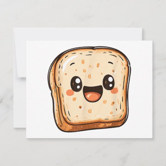 Happy Broad Slice Cartoon lächelnd Toast Save The Date (Rückseite)