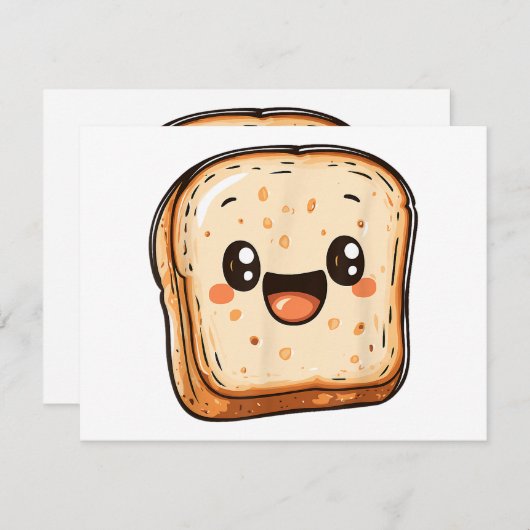Happy Broad Slice Cartoon lächelnd Toast Save The Date (Vorne/Hinten)