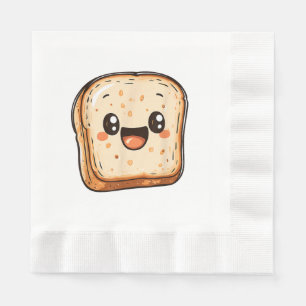 Happy Broad Slice Cartoon lächelnd Toast Serviette