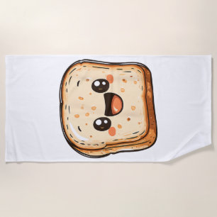 Happy Broad Slice Cartoon lächelnd Toast Strandtuch