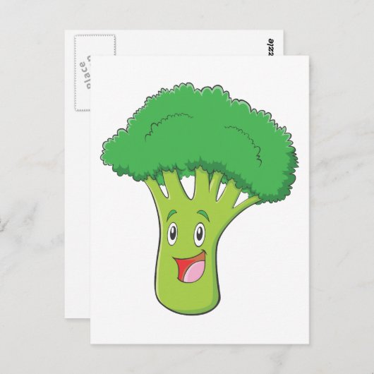 Happy Broccoli Gemüselächeln Postkarte (Vorne/Hinten)