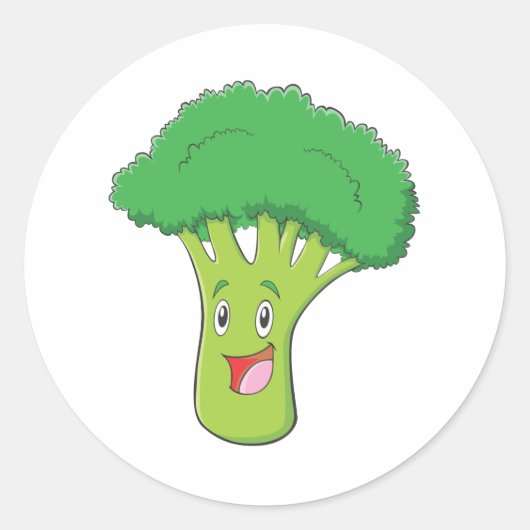 Happy Broccoli Gemüselächeln Runder Aufkleber (Vorderseite)
