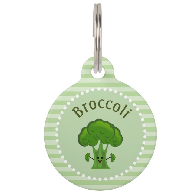 Happy Broccoli Personalisiert Haustiermarke (Vorderseite)