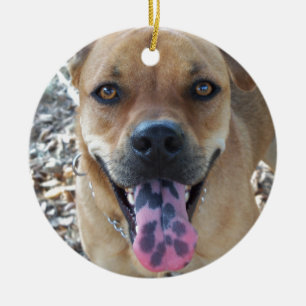 Happy Brown Hund mit gepunkteter Zunge Keramikornament