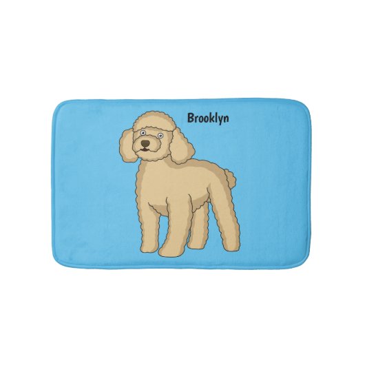 Happy Brown Poodle Cartoon Illustration Badematte (Vorderseite)